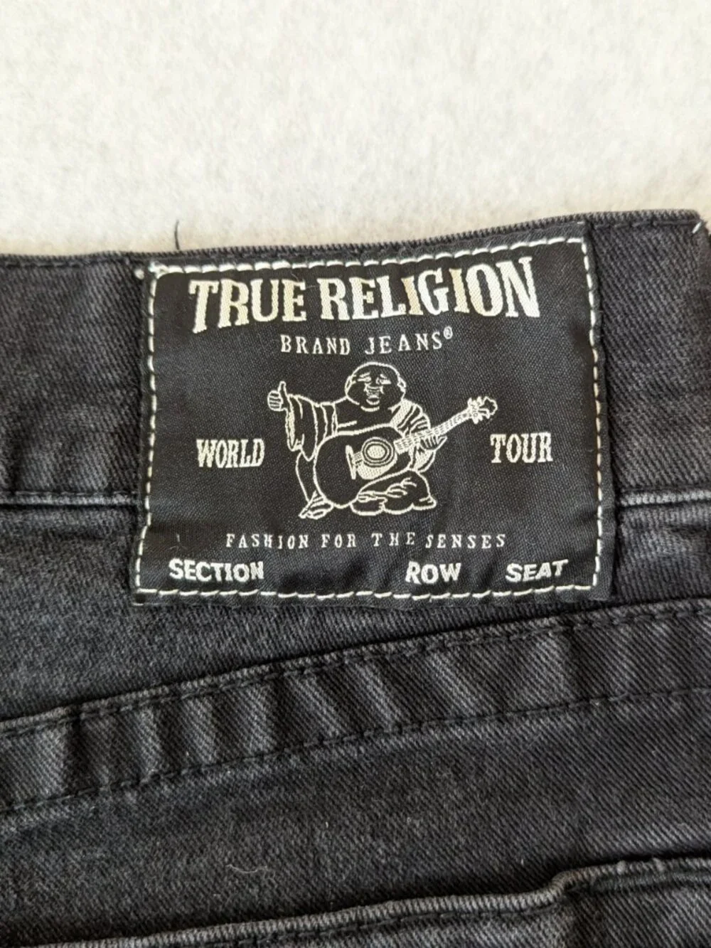 True Religion Geno Relaxed Slim Jeans Men's 32 (Fit 32x30) Black Stretch